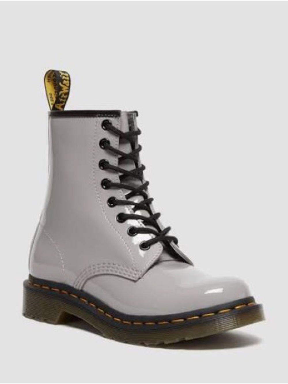 Dr. Martens Women’s Glossy Light Gray Patent Lace-Up Boots Size 10 NEW - Picture 2 of 12